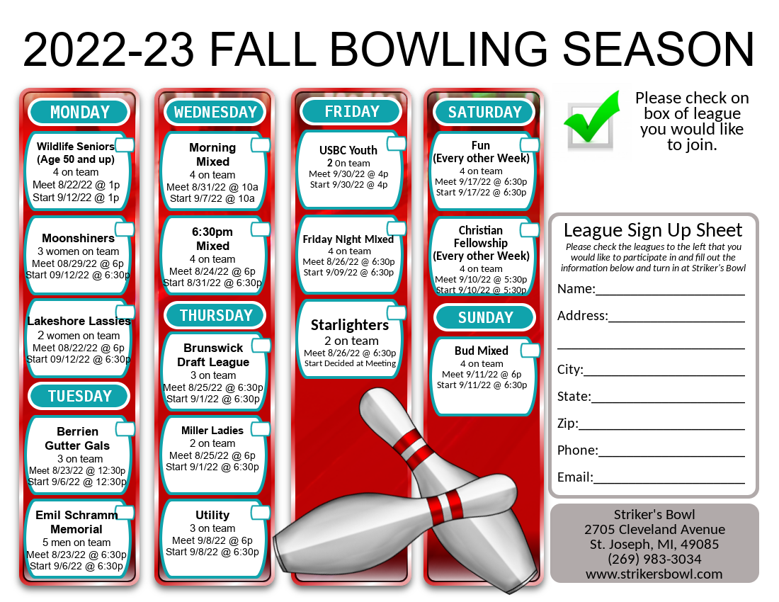 Fall League Sign Up Form
